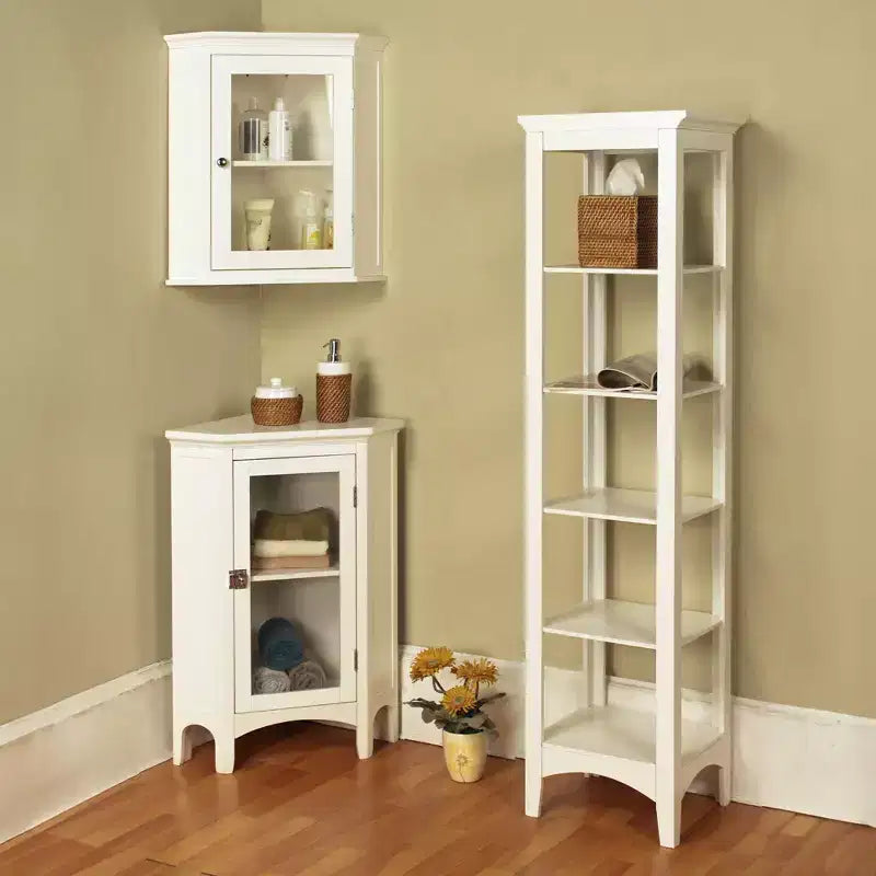 Madison Linen Tower with Five Open Shelves White - Teamson Home: Chrome-Plated, Transitional Style, MDF Composite