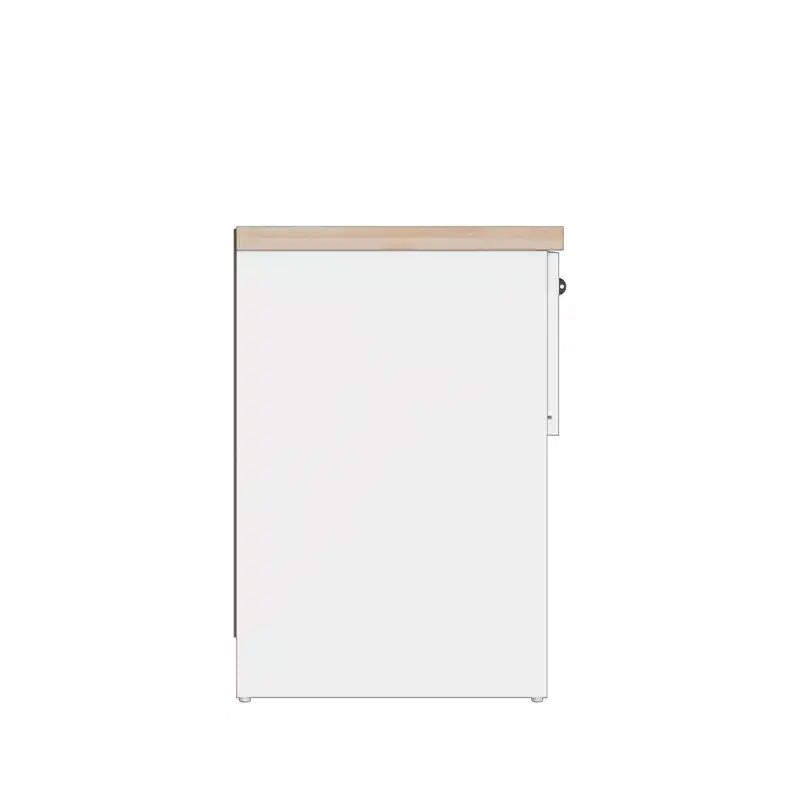 Homez 15.74 in. White and Natural Oak Rectangle Wood End Table with 1 Drawer
