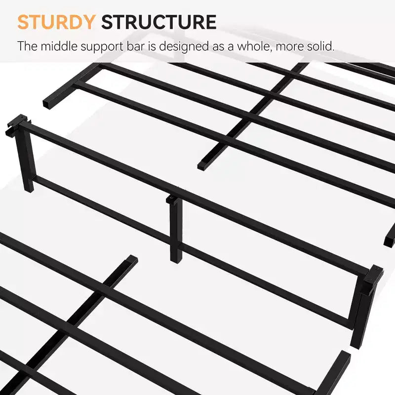 GustoWave Full Size Metal Bed Frame for Adult w/Rattan Headboard and Footboard, Under Bed Storage, No Box Spring Needed
