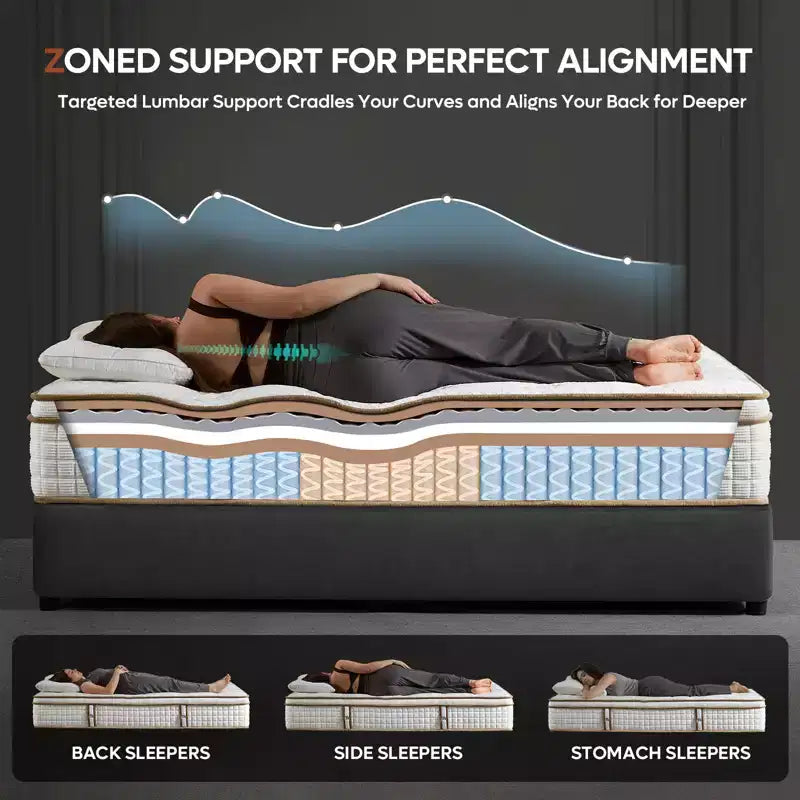 10 inch Twin Size Tencel Medium Hybrid Mattress, Plush Layer and Cooling Gel Memory Foam Mattress in a Box