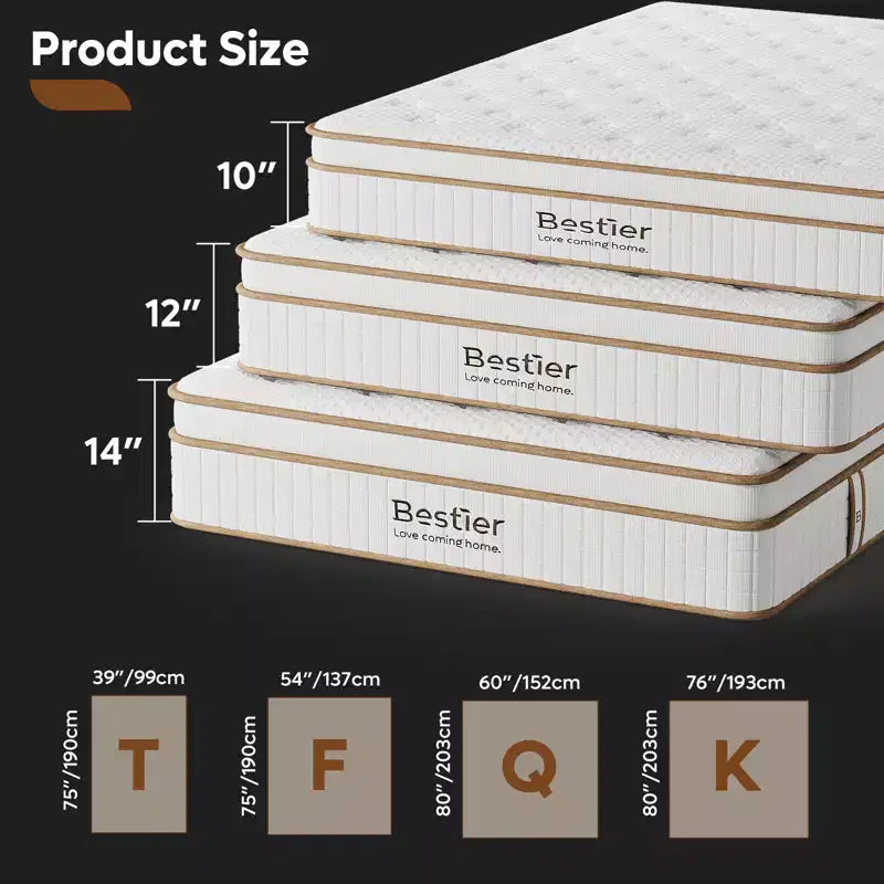 10 inch Twin Size Tencel Medium Hybrid Mattress, Plush Layer and Cooling Gel Memory Foam Mattress in a Box