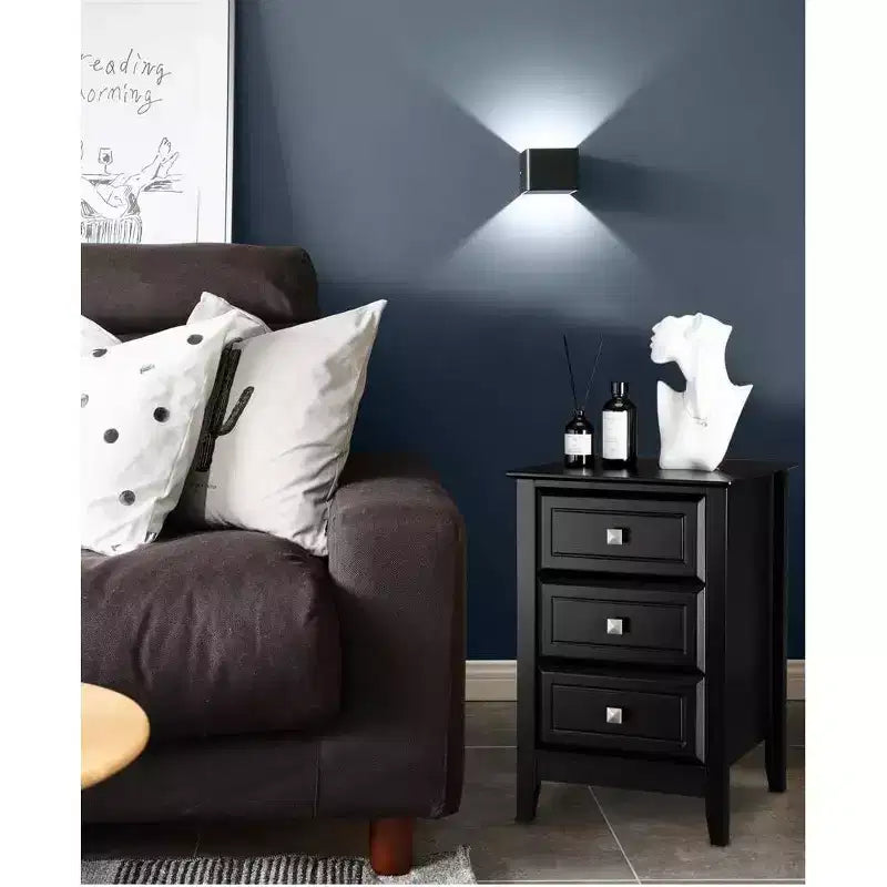 Bonnlo Upgraded Black Nightstand with Drawers, Night Stands for Bedrooms, Modern Bed Side Table