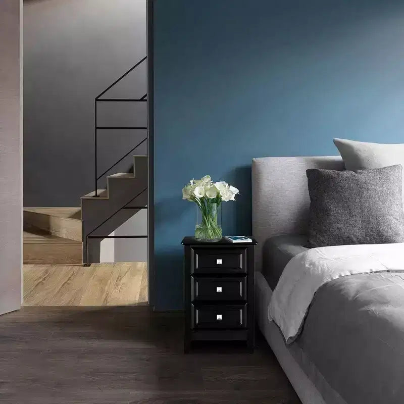 Bonnlo Upgraded Black Nightstand with Drawers, Night Stands for Bedrooms, Modern Bed Side Table
