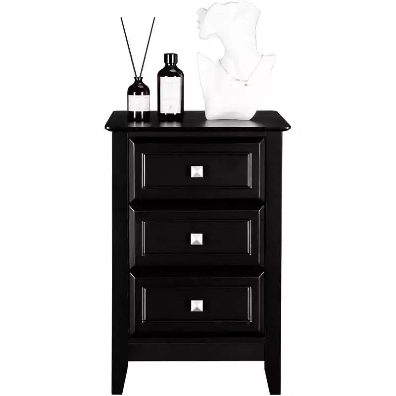 Bonnlo Upgraded Black Nightstand with Drawers, Night Stands for Bedrooms, Modern Bed Side Table