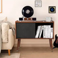 COZONY Large Vinyl Record Storage Stand with Sliding Door, Turntable Cabinet for Living Room and Bedroom, Rustic Side Table with Ample Storage Space