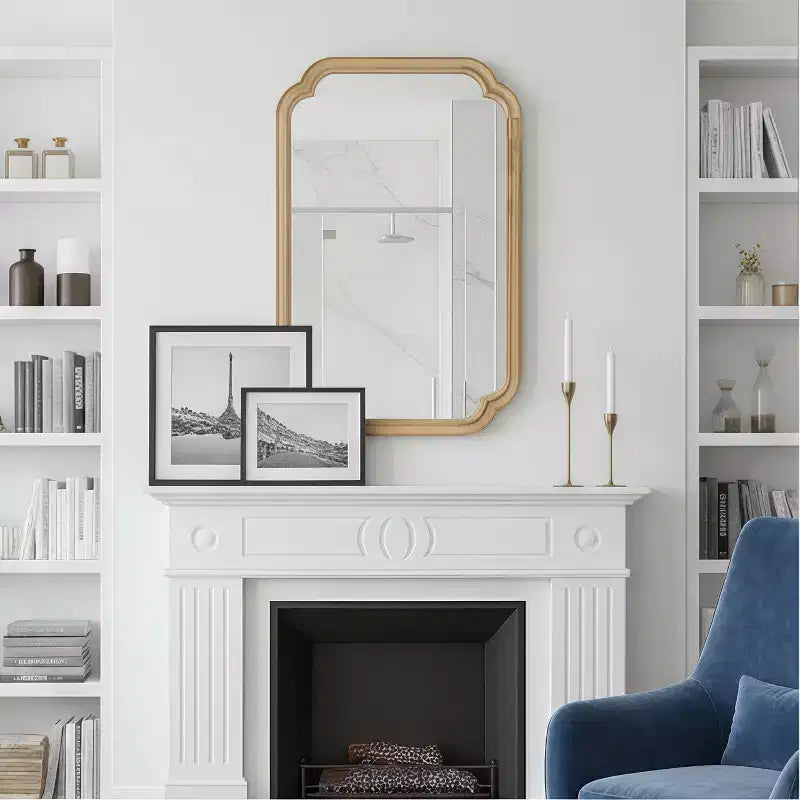 PexFix 20 x 30 Rounded Corner Solid Wood Frame Decorative Mirror Modern Farmhouse Wall Mirror For Bedroom Bathroom Living Room Entryway Natural