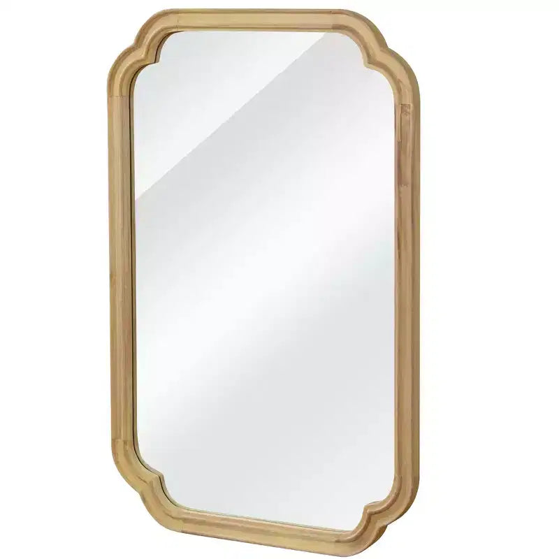 PexFix 20 x 30 Rounded Corner Solid Wood Frame Decorative Mirror Modern Farmhouse Wall Mirror For Bedroom Bathroom Living Room Entryway Natural