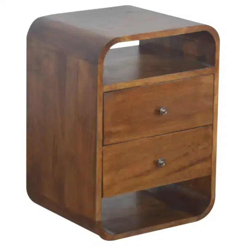 HomeRoots 22 Chestnut Solid Wood Two Drawer Nightstand