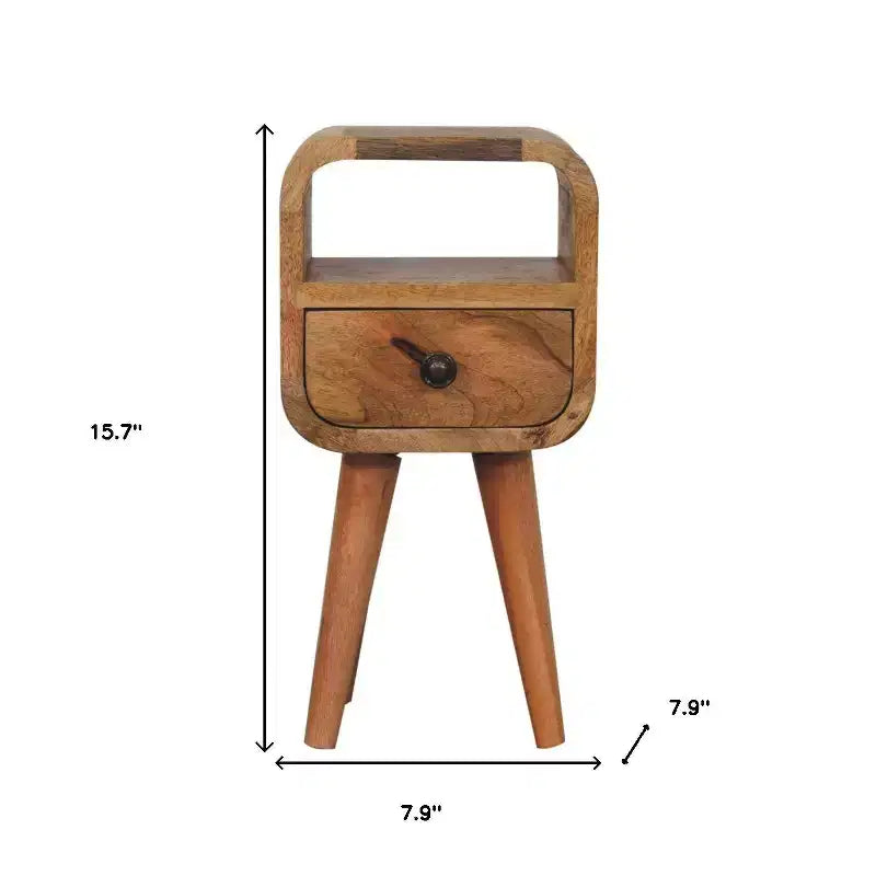 HomeRoots 16 Oak Solid Wood Square One Drawer Nightstand