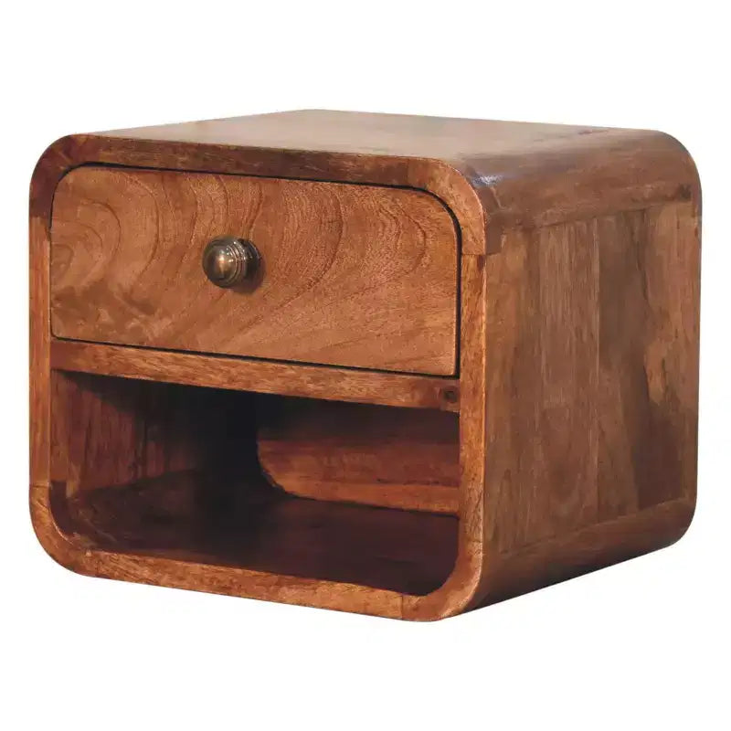HomeRoots 12 Brown Solid Wood Square One Drawer Floating Nightstand