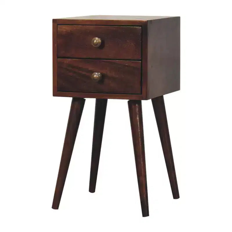 HomeRoots 22 Walnut Solid Wood Square Two Drawer Nightstand