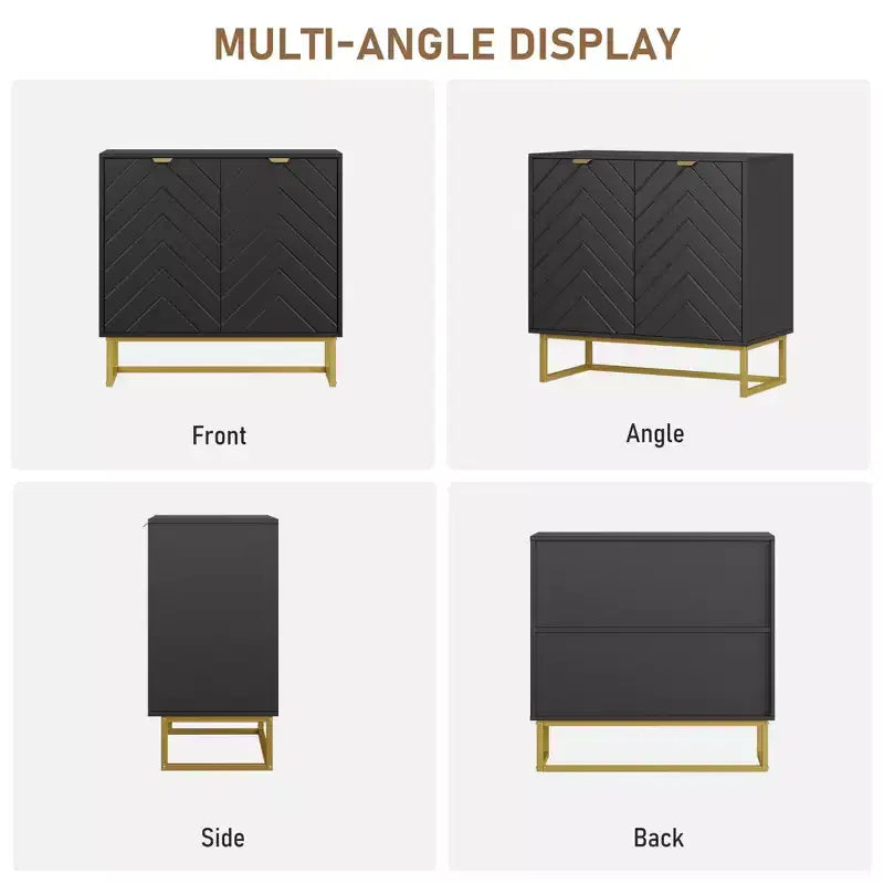 Sideboard Buffet Cabinet, Wooden Entryway Coffee Bar Cabinet with Metal Legs, Wall Cabinet, Floor-Standing Cabinet for Living Room