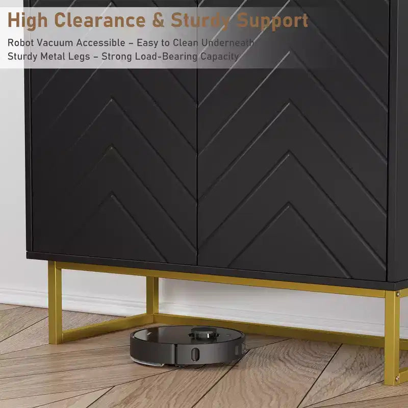 Sideboard Buffet Cabinet, Wooden Entryway Coffee Bar Cabinet with Metal Legs, Wall Cabinet, Floor-Standing Cabinet for Living Room