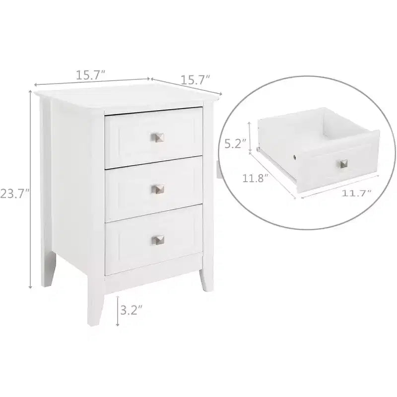 Bonnlo Upgraded White Night Stands for Bedrooms, Modern Nightstand with 3 Drawers.