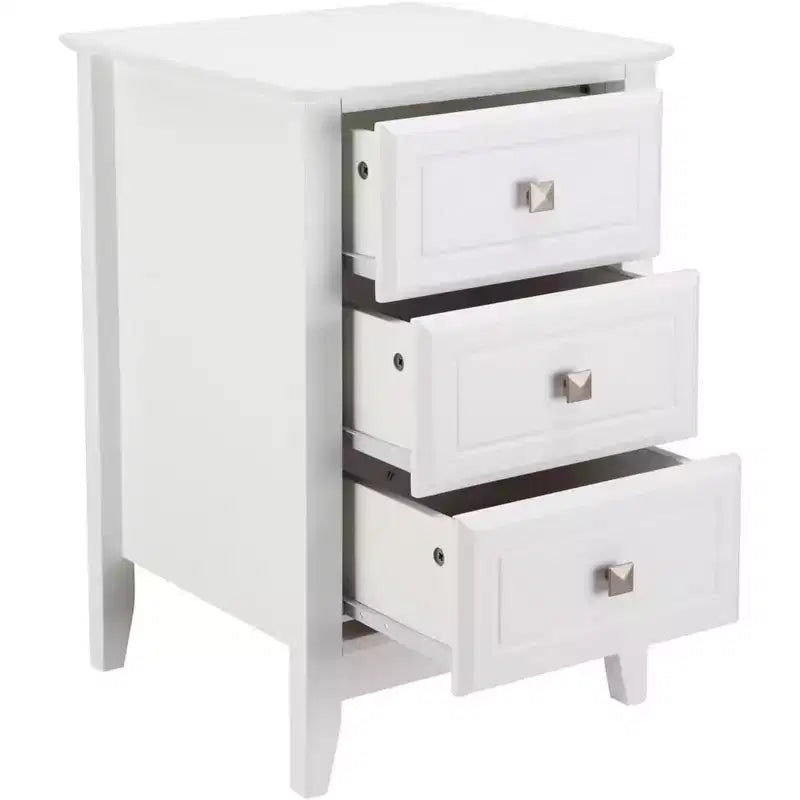 Bonnlo Upgraded White Night Stands for Bedrooms, Modern Nightstand with 3 Drawers.