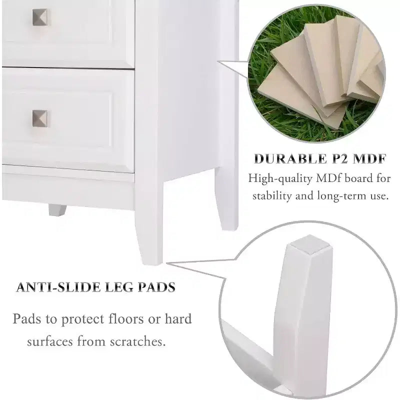 Bonnlo Upgraded White Night Stands for Bedrooms, Modern Nightstand with 3 Drawers.