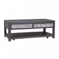 Royal Hampton 48 Inch Coffee Table, Caster Wheels, Drawers, Ash Gray Rubberwood