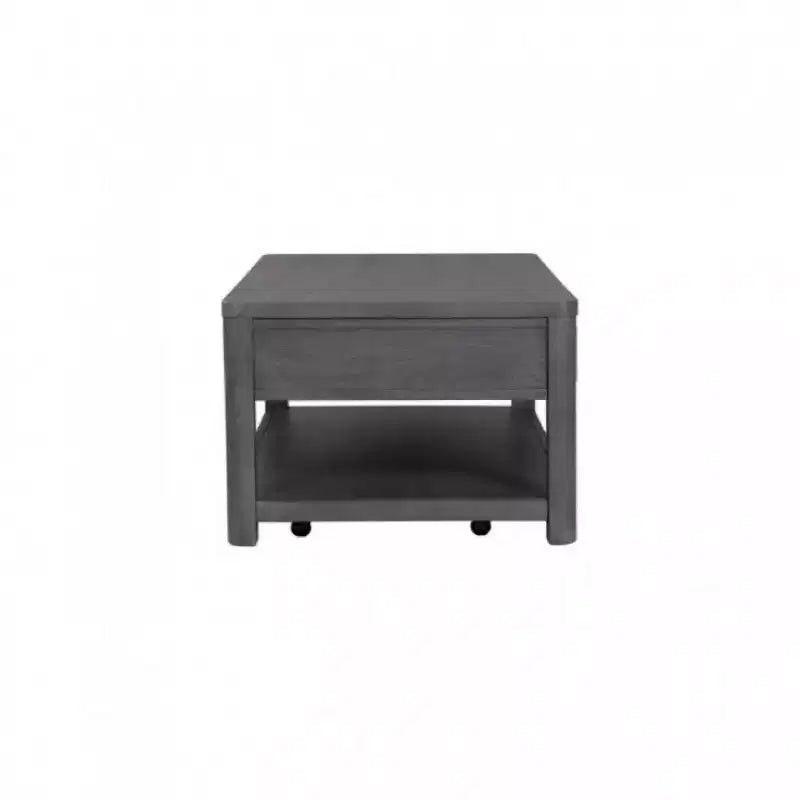 Royal Hampton 48 Inch Coffee Table, Caster Wheels, Drawers, Ash Gray Rubberwood