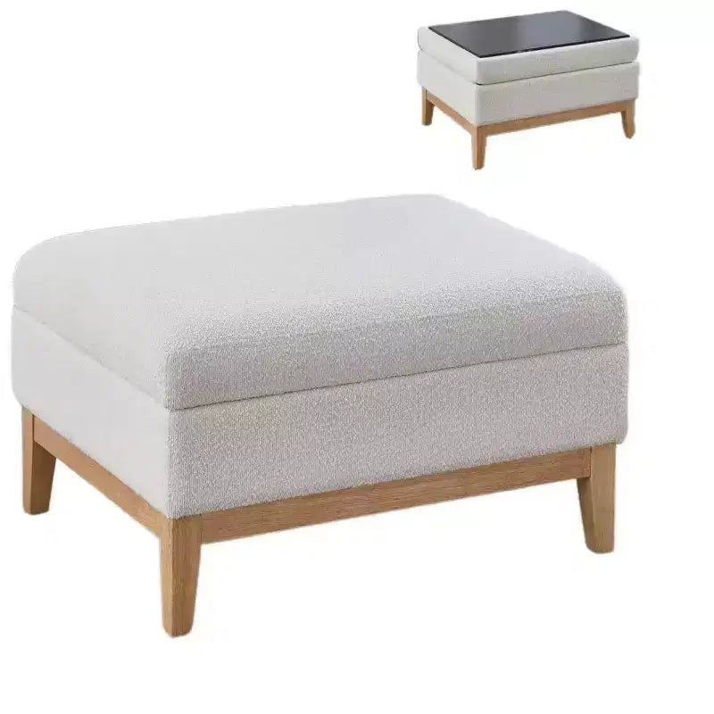 Homy Casa Upholstered Storage Ottoman with Reversible Tray Top, Wood Base Coffee Table for Living Room