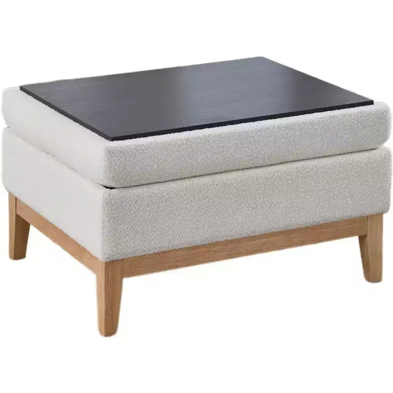 Homy Casa Upholstered Storage Ottoman with Reversible Tray Top, Wood Base Coffee Table for Living Room