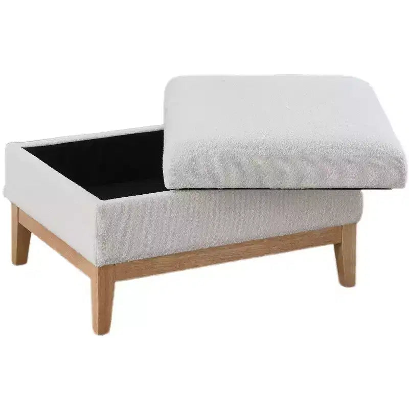 Homy Casa Upholstered Storage Ottoman with Reversible Tray Top, Wood Base Coffee Table for Living Room