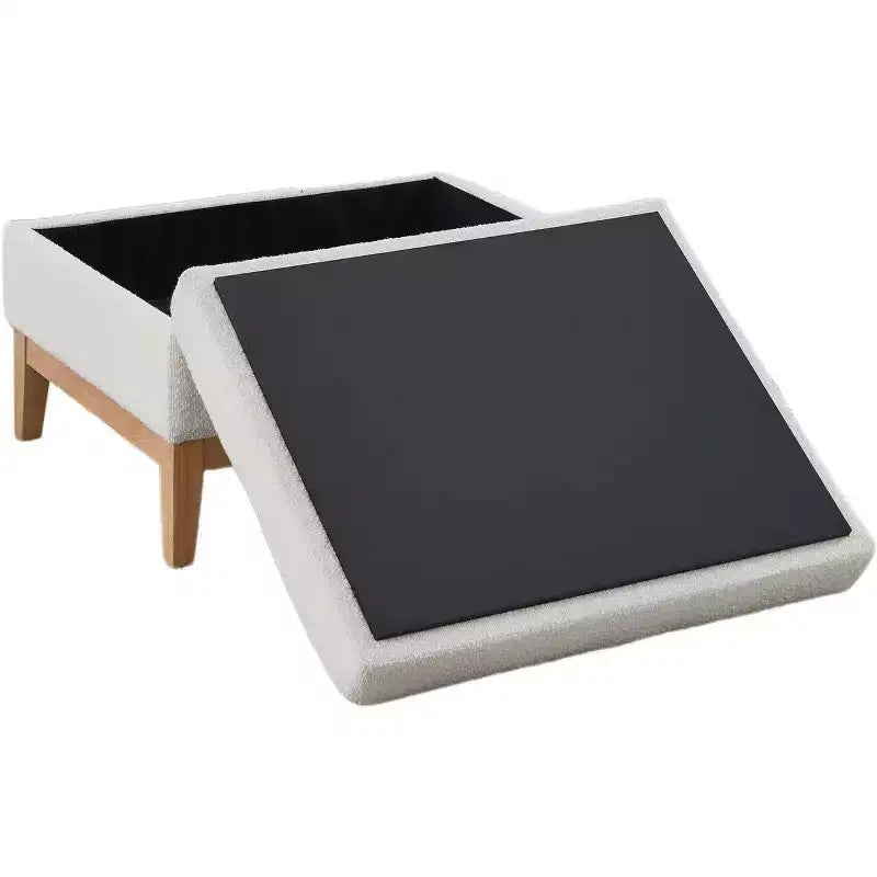 Homy Casa Upholstered Storage Ottoman with Reversible Tray Top, Wood Base Coffee Table for Living Room