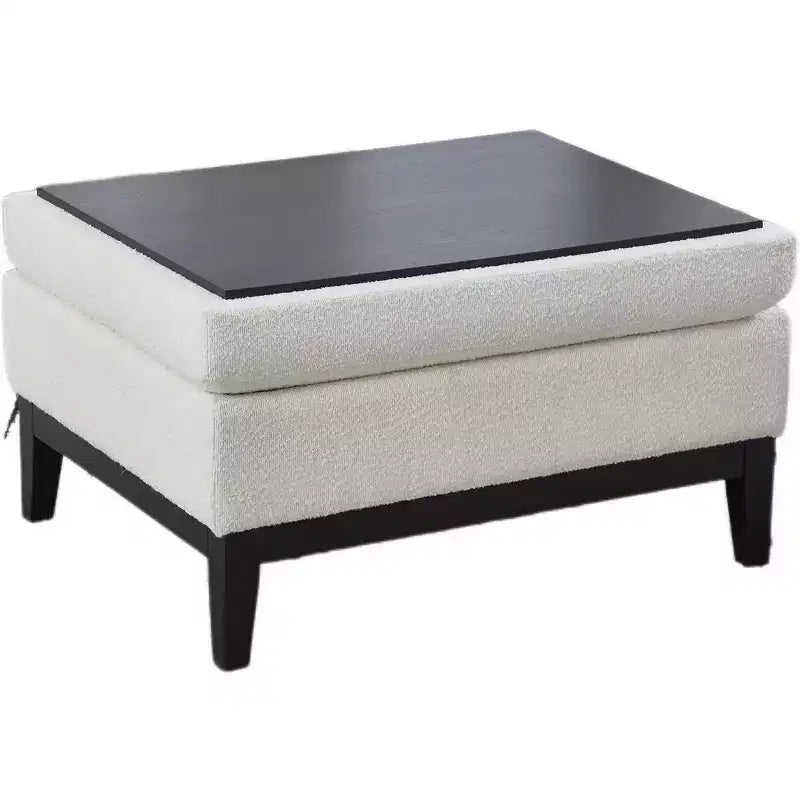 Homy Casa Upholstered Storage Ottoman with Reversible Tray Top, Wood Base Coffee Table for Living Room