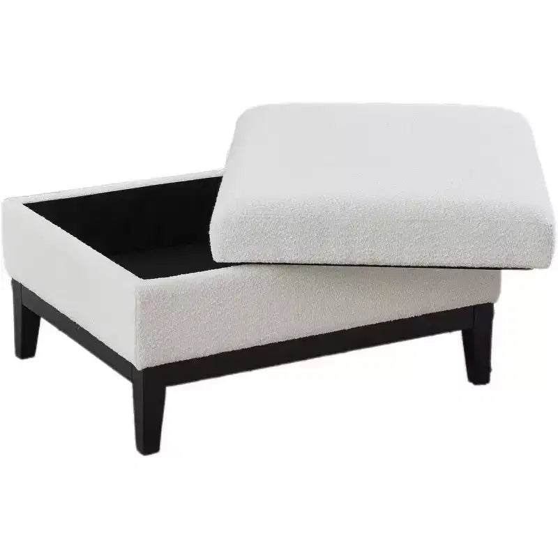 Homy Casa Upholstered Storage Ottoman with Reversible Tray Top, Wood Base Coffee Table for Living Room