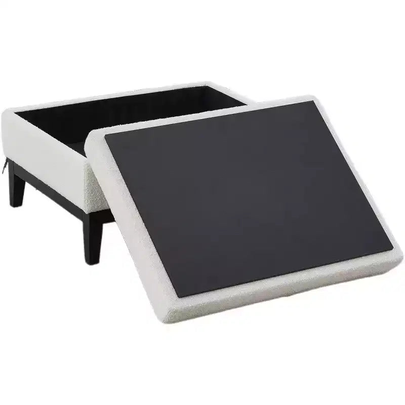 Homy Casa Upholstered Storage Ottoman with Reversible Tray Top, Wood Base Coffee Table for Living Room
