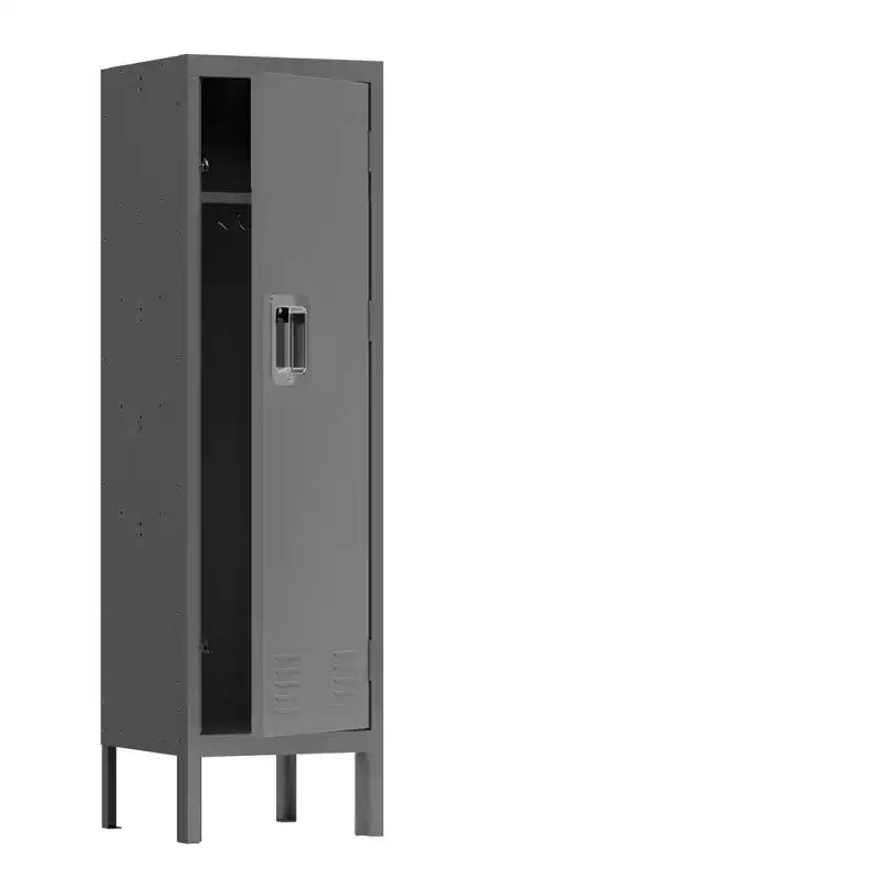 1 Door Tall Single Metal Locker-Retro Style Storage Cabinet--Industrial Furniture--For Living Room/Bedroom/Storage Room/Gym/School--Grey