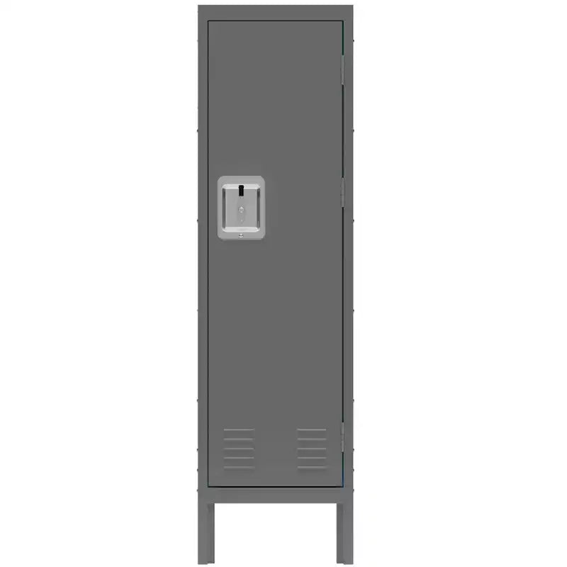 1 Door Tall Single Metal Locker-Retro Style Storage Cabinet--Industrial Furniture--For Living Room/Bedroom/Storage Room/Gym/School--Grey