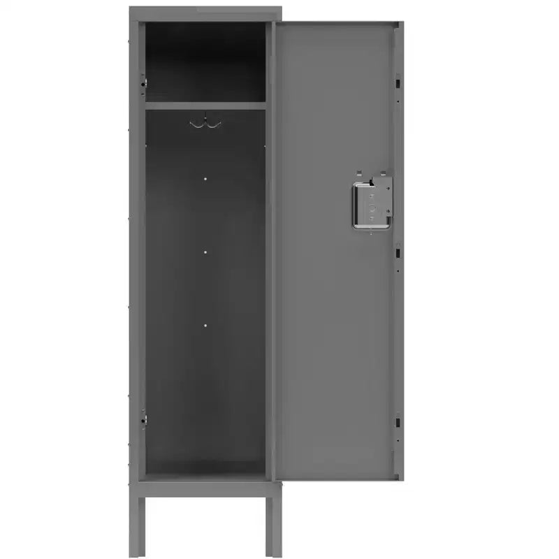 1 Door Tall Single Metal Locker-Retro Style Storage Cabinet--Industrial Furniture--For Living Room/Bedroom/Storage Room/Gym/School--Grey
