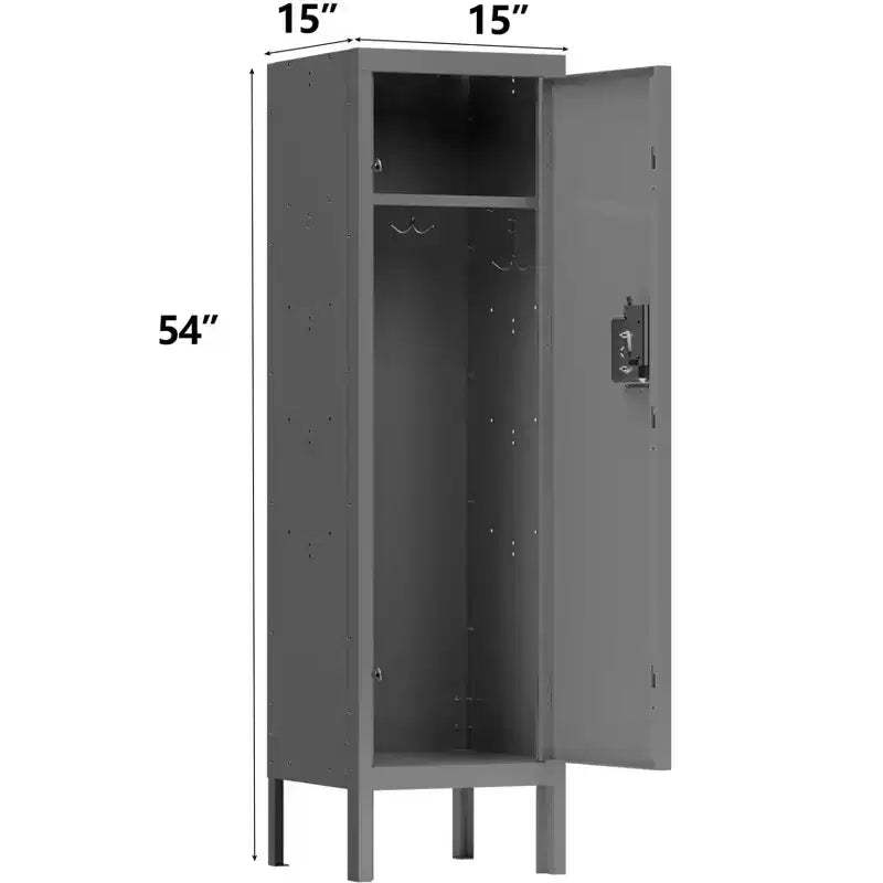 1 Door Tall Single Metal Locker-Retro Style Storage Cabinet--Industrial Furniture--For Living Room/Bedroom/Storage Room/Gym/School--Grey