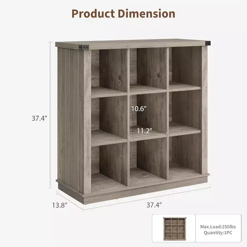 Acekool Bookcase 9-Cube Low Storage Bookcase, 37.4 W x 13.8 D x 37.4 H, Enclosed Back, Easy-Clean, Entryway & Living Room