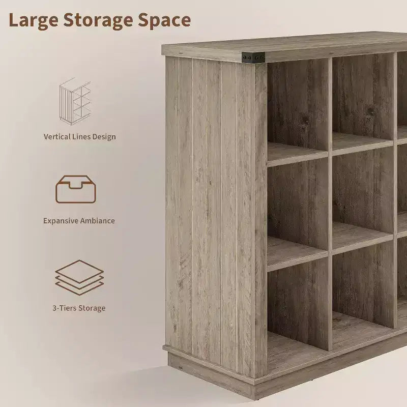 Acekool Bookcase 9-Cube Low Storage Bookcase, 37.4 W x 13.8 D x 37.4 H, Enclosed Back, Easy-Clean, Entryway & Living Room
