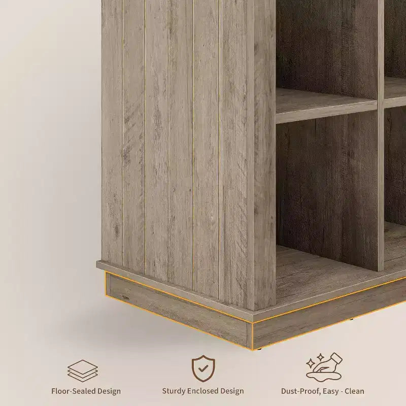 Acekool Bookcase 9-Cube Low Storage Bookcase, 37.4 W x 13.8 D x 37.4 H, Enclosed Back, Easy-Clean, Entryway & Living Room