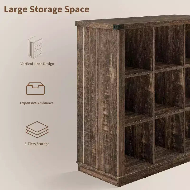Acekool Bookcase 9-Cube Low Storage Bookcase, 37.4 W x 13.8 D x 37.4 H, Enclosed Back, Easy-Clean, Entryway & Living Room