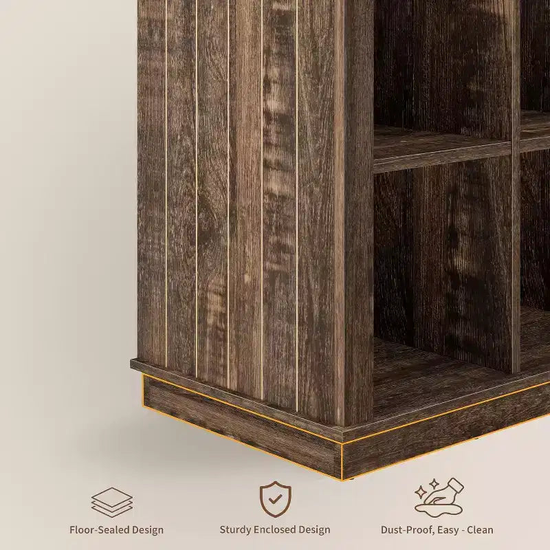 Acekool Bookcase 9-Cube Low Storage Bookcase, 37.4 W x 13.8 D x 37.4 H, Enclosed Back, Easy-Clean, Entryway & Living Room