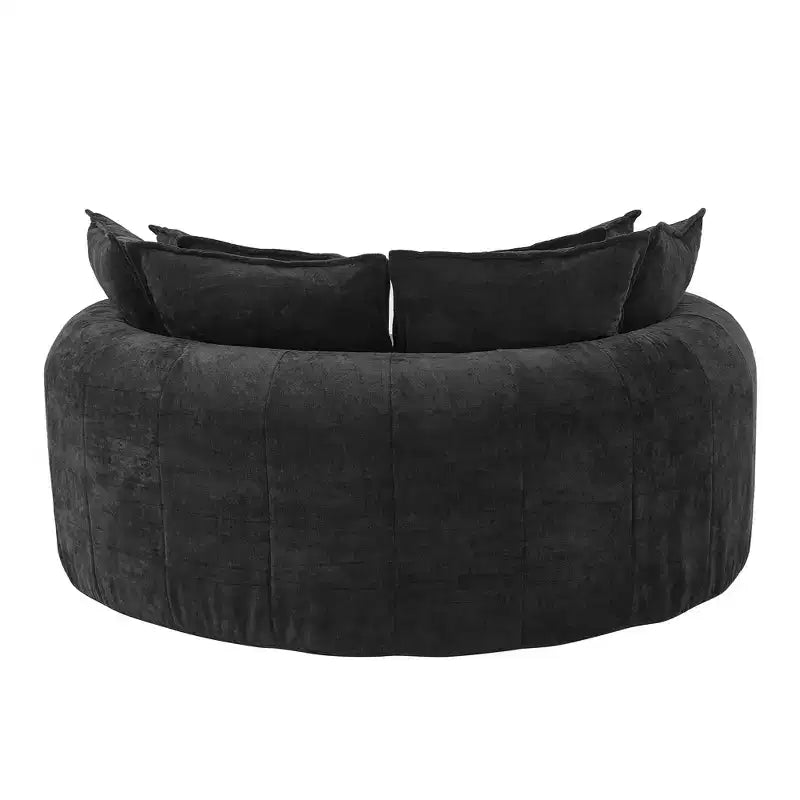 59.8W Round Chaise Lounge Sofa, Chenille Accent Chair Boneless Loaf Sofa Couch with 8 Throw Pillows - ModernLuxe