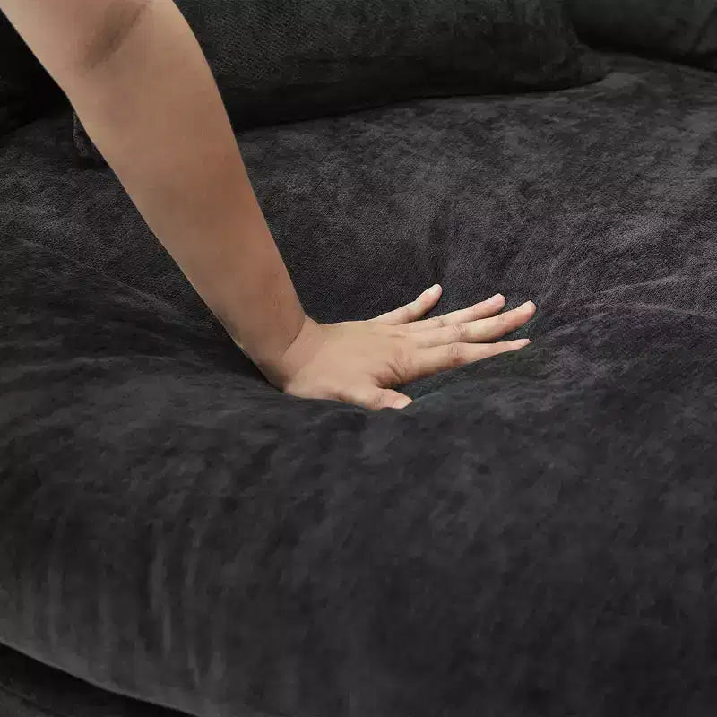 59.8W Round Chaise Lounge Sofa, Chenille Accent Chair Boneless Loaf Sofa Couch with 8 Throw Pillows - ModernLuxe