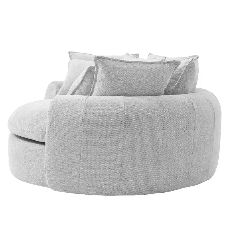 59.8W Round Chaise Lounge Sofa, Chenille Accent Chair Boneless Loaf Sofa Couch with 8 Throw Pillows - ModernLuxe