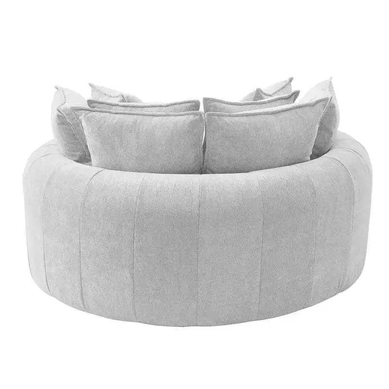 59.8W Round Chaise Lounge Sofa, Chenille Accent Chair Boneless Loaf Sofa Couch with 8 Throw Pillows - ModernLuxe