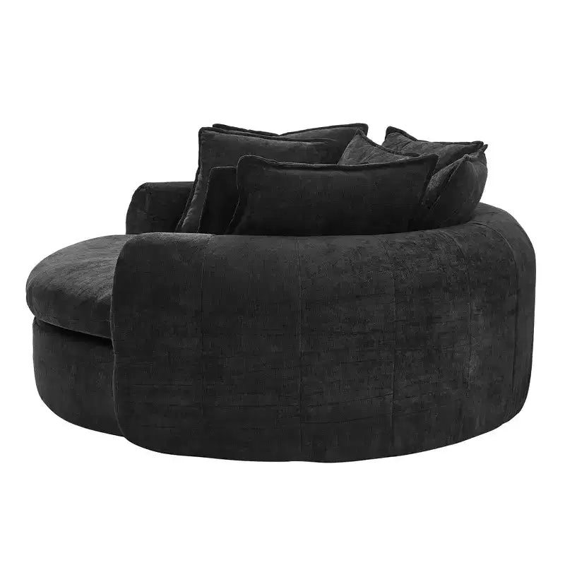 59.8W Round Chaise Lounge Sofa, Chenille Accent Chair Boneless Loaf Sofa Couch with 8 Throw Pillows - ModernLuxe