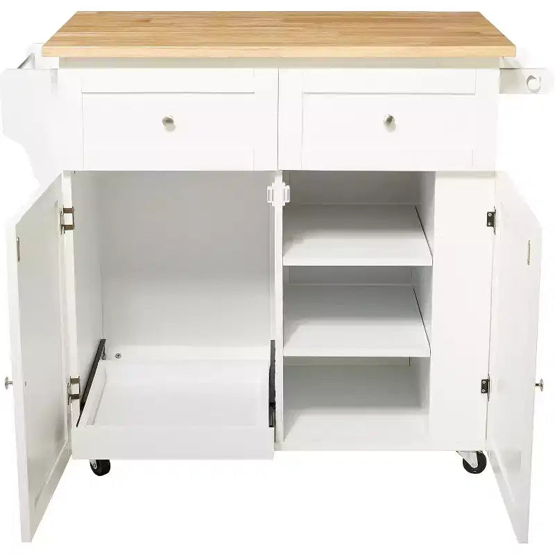 HomeStock 36 in.H Wood Kitchen Carts with 3 Doors and 1 Shelf