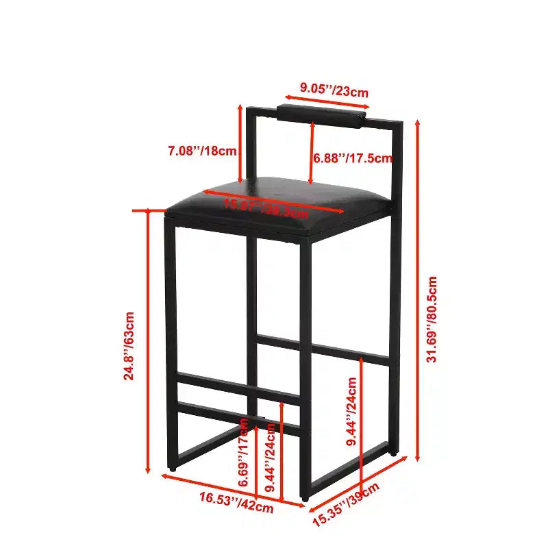 Okak 25 Modern Bar Counter Height Chairs Set of 2, Counter Stools with Backrest&Footrest, Upholstery Barstools Dining Chairs for Kitchen
