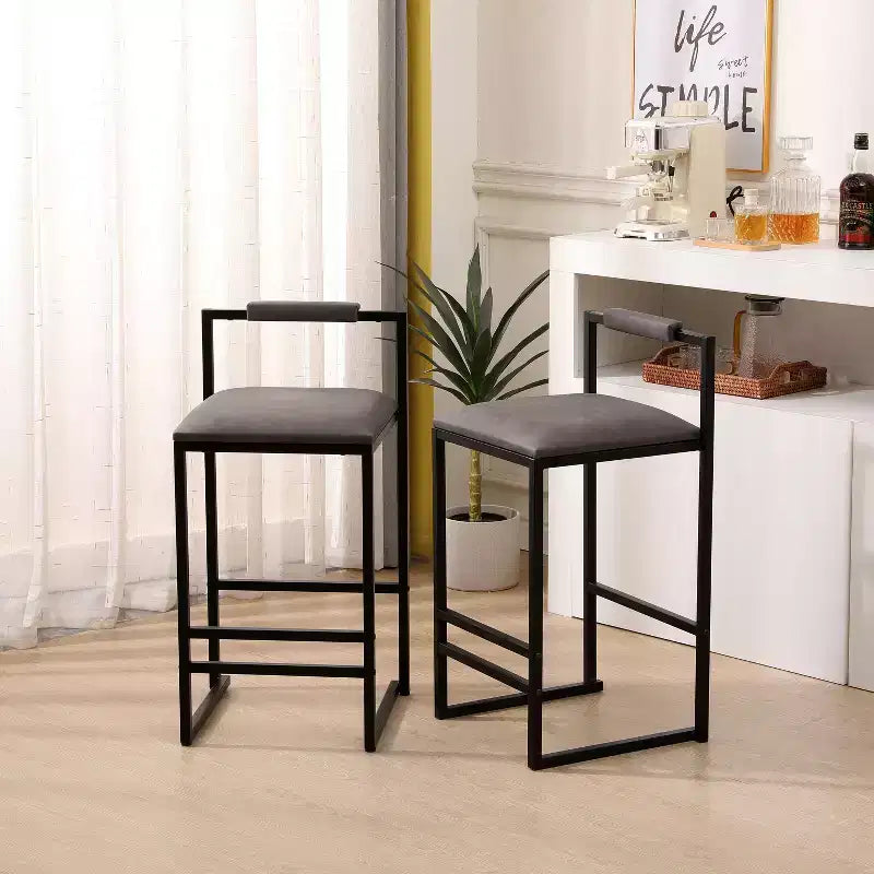 Okak 25 Modern Bar Counter Height Chairs Set of 2, Counter Stools with Backrest&Footrest, Upholstery Barstools Dining Chairs for Kitchen