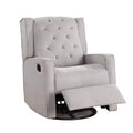 Royal Hampton Swivel Glider Manual Recliner, Solid Wood, Light Gray Burlap
