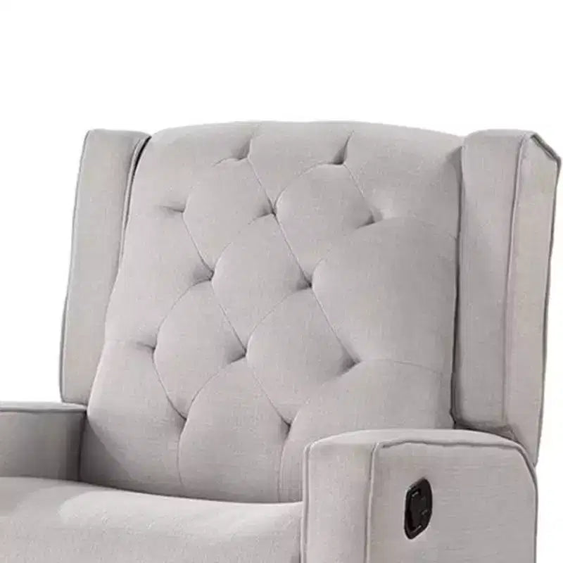 Royal Hampton Swivel Glider Manual Recliner, Solid Wood, Light Gray Burlap