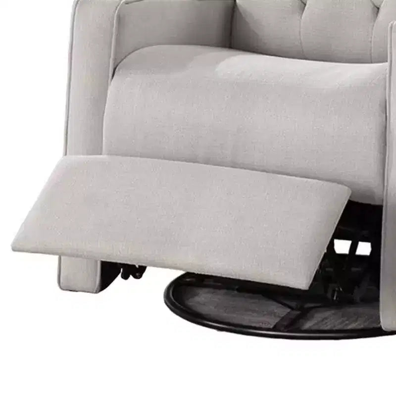 Royal Hampton Swivel Glider Manual Recliner, Solid Wood, Light Gray Burlap