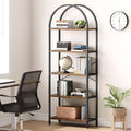 5-Tier Open Bookshelf with Arched Design & Metal Frame -70.8 Tall Freestanding Display Rack Organizer for Living Room, Office, Bedroom